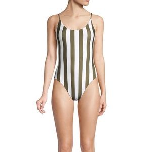 NWT Mikoh Portugal swimsuit in Retro Tripe Olive